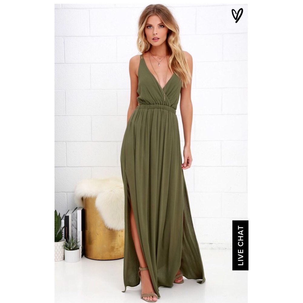 Lost in Paradise Olive Green Maxi Dress